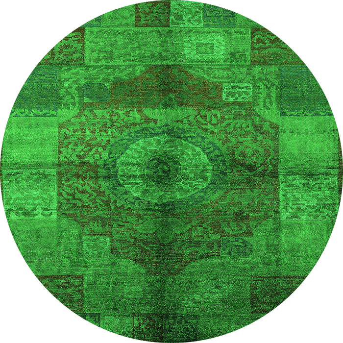 Round Oriental Green Industrial Rug, urb747grn