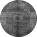 Round Machine Washable Oriental Gray Industrial Rug, wshurb747gry