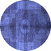 Round Oriental Blue Industrial Rug, urb747blu