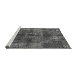 Sideview of Machine Washable Oriental Gray Industrial Rug, wshurb747gry