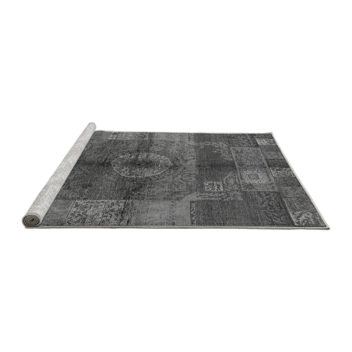 Sideview of Machine Washable Oriental Gray Industrial Rug, wshurb747gry