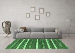 Machine Washable Oriental Emerald Green Industrial Area Rugs in a Living Room,, wshurb748emgrn