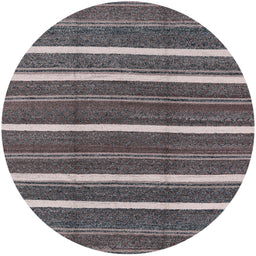 Round Mid-Century Modern Black Oriental Rug, urb748