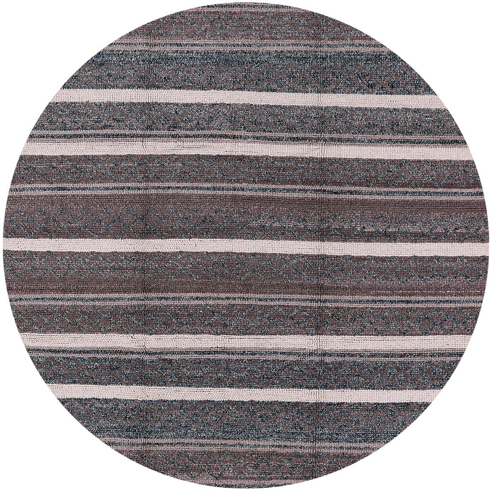 Round Mid-Century Modern Black Oriental Rug, urb748