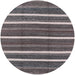 Round Mid-Century Modern Black Oriental Rug, urb748