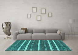Machine Washable Oriental Turquoise Industrial Area Rugs in a Living Room,, wshurb748turq