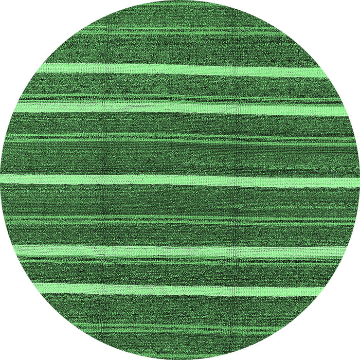 Round Machine Washable Oriental Emerald Green Industrial Area Rugs, wshurb748emgrn