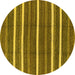 Round Machine Washable Oriental Yellow Industrial Rug, wshurb748yw