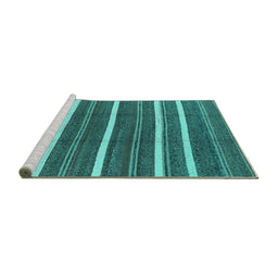 Sideview of Machine Washable Oriental Turquoise Industrial Area Rugs, wshurb748turq