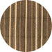 Round Oriental Brown Industrial Rug, urb748brn