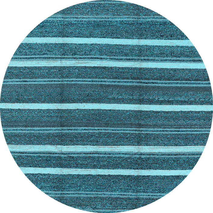 Round Machine Washable Oriental Light Blue Industrial Rug, wshurb748lblu