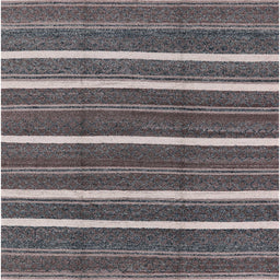 Square Mid-Century Modern Black Oriental Rug, urb748