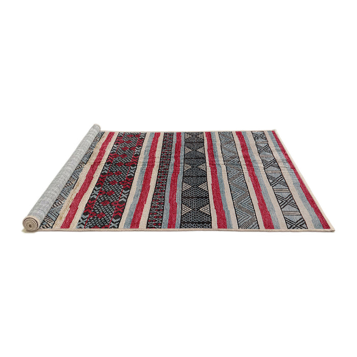 Sideview of Machine Washable Industrial Modern Silver Pink Rug, wshurb749