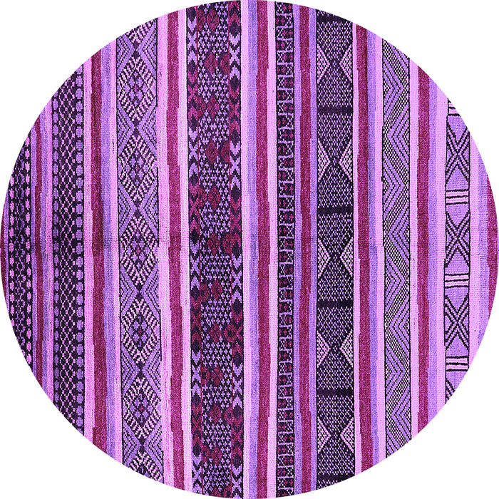 Round Machine Washable Oriental Purple Industrial Area Rugs, wshurb749pur