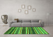 Machine Washable Oriental Green Industrial Area Rugs in a Living Room,, wshurb749grn