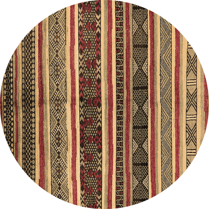 Round Machine Washable Oriental Brown Industrial Rug, wshurb749brn