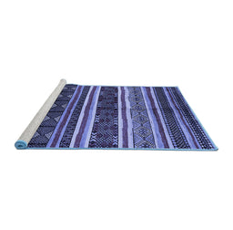 Sideview of Machine Washable Oriental Blue Industrial Rug, wshurb749blu