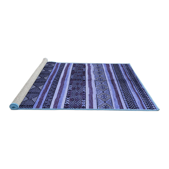 Sideview of Machine Washable Oriental Blue Industrial Rug, wshurb749blu