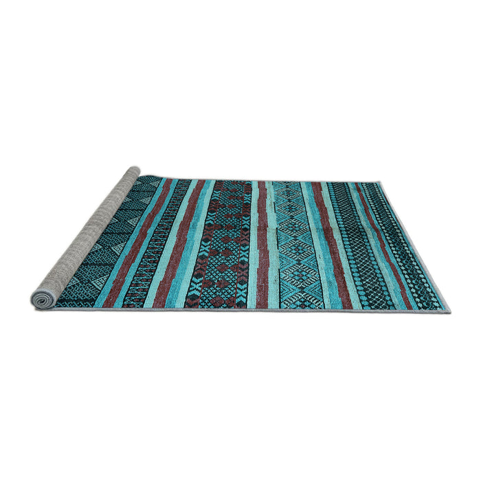 Sideview of Machine Washable Oriental Light Blue Industrial Rug, wshurb749lblu