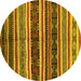 Round Oriental Yellow Industrial Rug, urb749yw