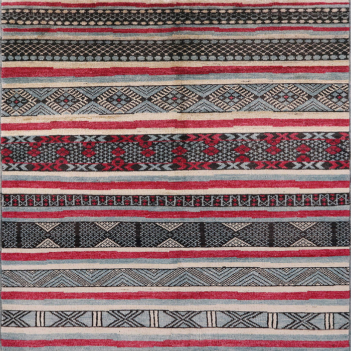 Square Machine Washable Industrial Modern Silver Pink Rug, wshurb749