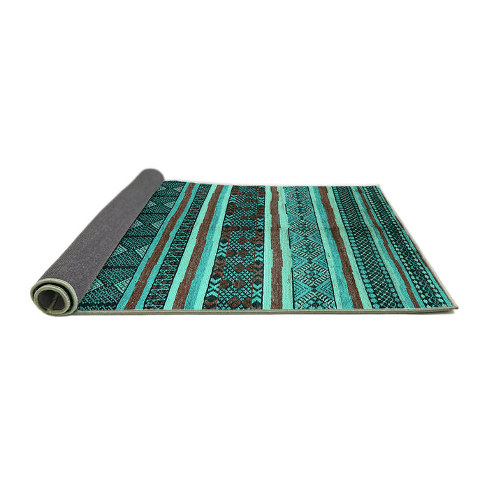 Sideview of Oriental Turquoise Industrial Rug, urb749turq