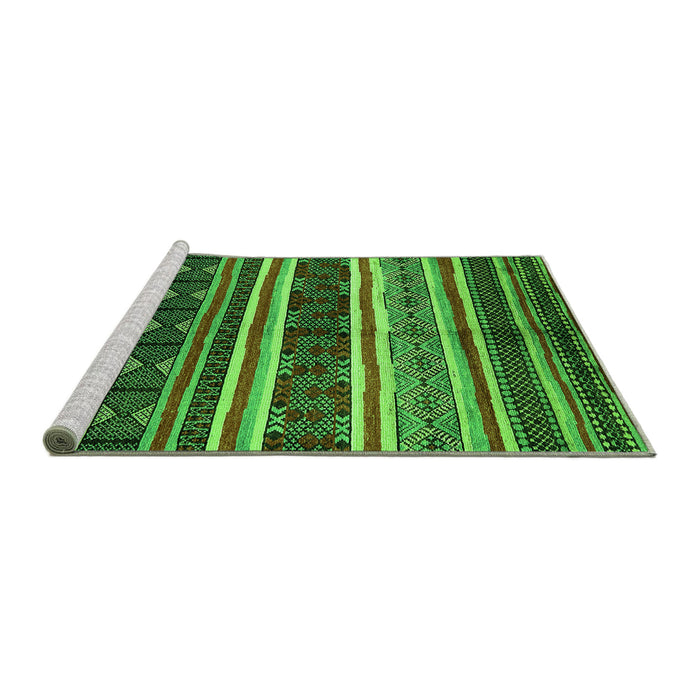 Sideview of Machine Washable Oriental Green Industrial Area Rugs, wshurb749grn