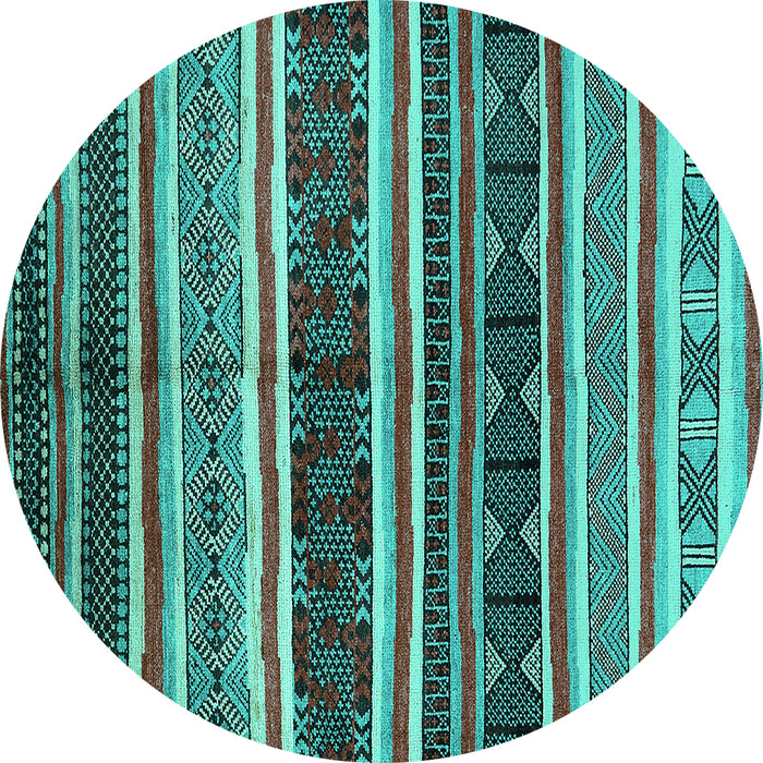 Round Machine Washable Oriental Turquoise Industrial Area Rugs, wshurb749turq