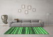 Machine Washable Oriental Emerald Green Industrial Area Rugs in a Living Room,, wshurb749emgrn