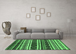 Machine Washable Oriental Emerald Green Industrial Area Rugs in a Living Room,, wshurb749emgrn