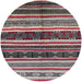 Round Mid-Century Modern Silver Pink Oriental Rug, urb749