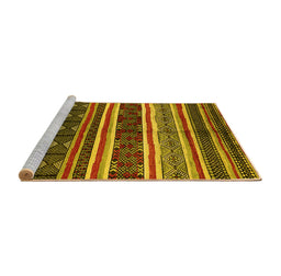 Sideview of Machine Washable Oriental Yellow Industrial Rug, wshurb749yw