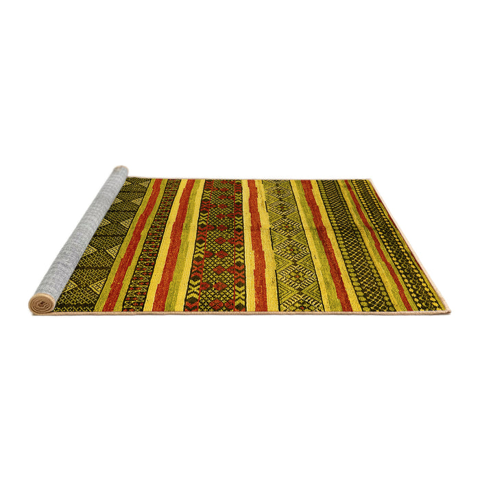 Sideview of Machine Washable Oriental Yellow Industrial Rug, wshurb749yw
