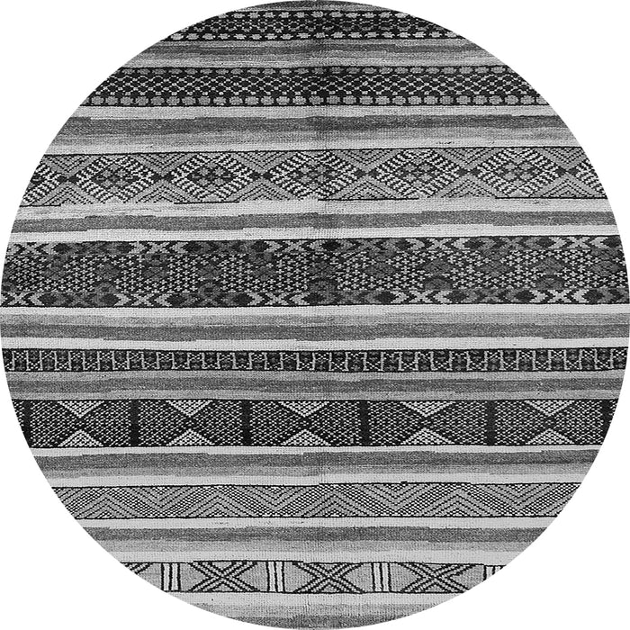 Round Machine Washable Oriental Gray Industrial Rug, wshurb749gry