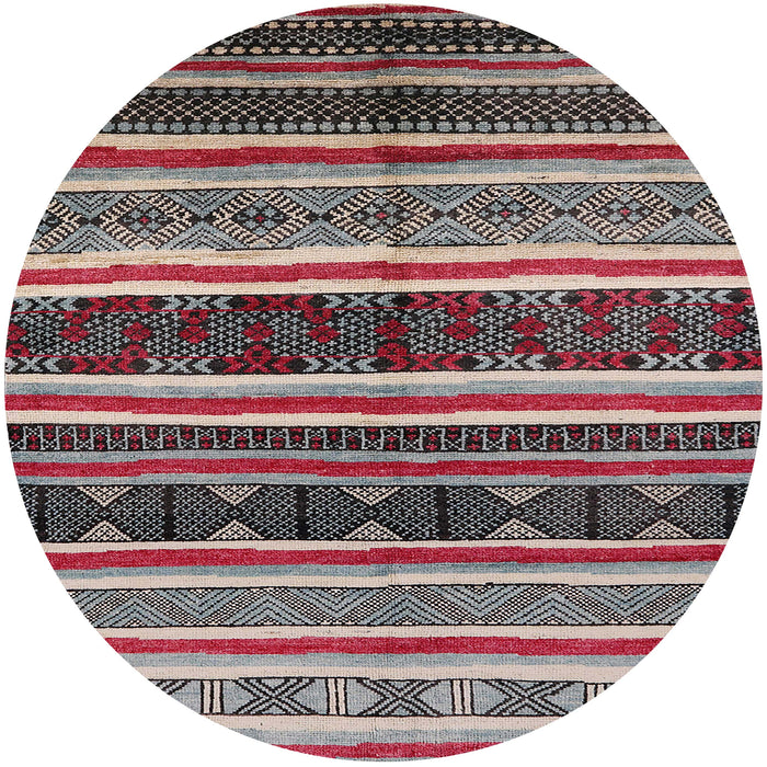 Round Machine Washable Industrial Modern Silver Pink Rug, wshurb749