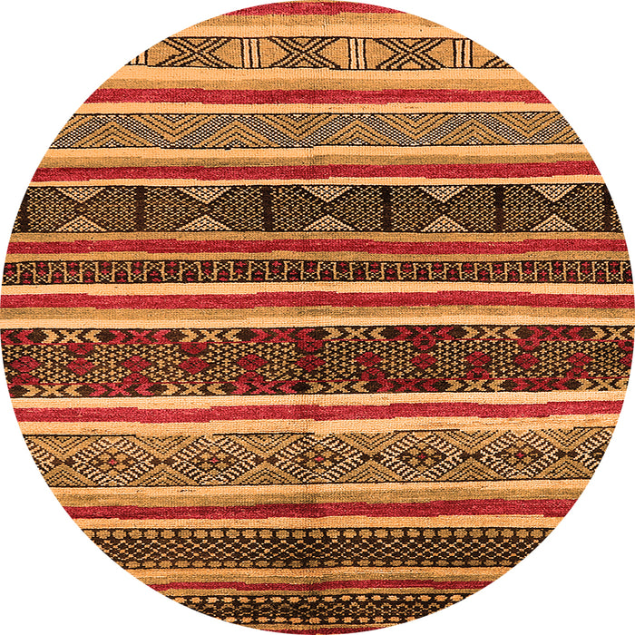 Round Machine Washable Oriental Orange Industrial Area Rugs, wshurb749org