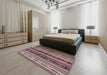 Mid-Century Modern Silver Pink Oriental Rug in a Bedroom, urb749