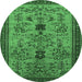 Round Oriental Emerald Green Industrial Rug, urb750emgrn