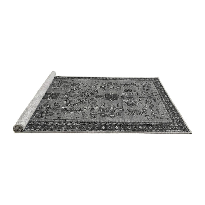 Sideview of Machine Washable Oriental Gray Industrial Rug, wshurb750gry