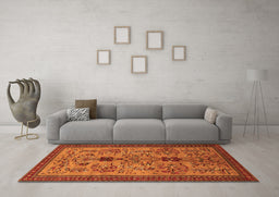 Machine Washable Oriental Orange Industrial Area Rugs in a Living Room, wshurb750org