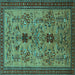 Square Oriental Turquoise Industrial Rug, urb750turq