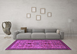 Machine Washable Oriental Purple Industrial Area Rugs in a Living Room, wshurb750pur