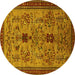 Round Oriental Yellow Industrial Rug, urb750yw