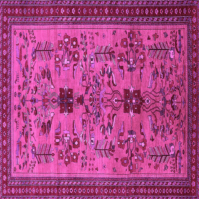 Square Machine Washable Oriental Pink Industrial Rug, wshurb750pnk
