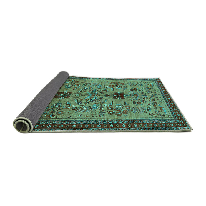 Sideview of Oriental Turquoise Industrial Rug, urb750turq
