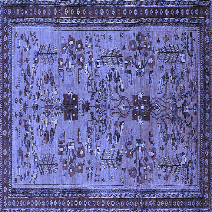 Square Machine Washable Oriental Blue Industrial Rug, wshurb750blu