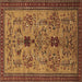 Square Machine Washable Oriental Brown Industrial Rug, wshurb750brn