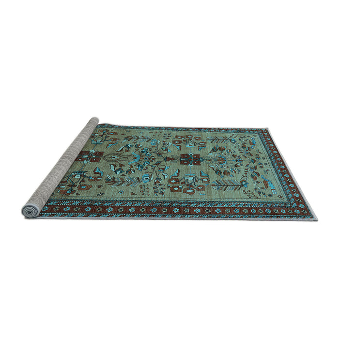 Sideview of Machine Washable Oriental Light Blue Industrial Rug, wshurb750lblu