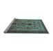 Sideview of Machine Washable Oriental Light Blue Industrial Rug, wshurb750lblu