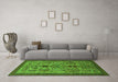 Machine Washable Oriental Green Industrial Area Rugs in a Living Room,, wshurb750grn